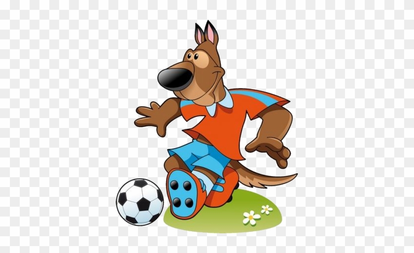 Cartoon Dog Kicking Football - Cartoon Animal Sport #254965