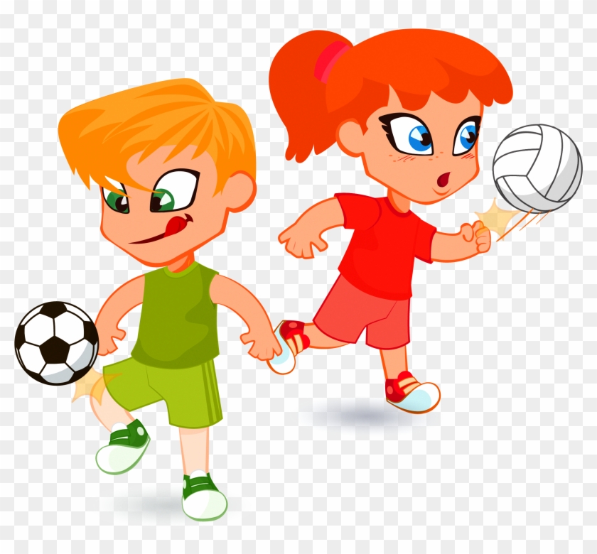 Child Cartoon Illustration - Children Playing Football Cartoon #255093