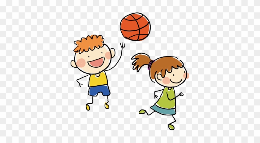 Kids Playing Children Basketball Freetoedit - Child Playing Drawing #255117