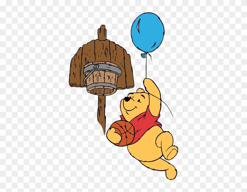 Floating From Balloon With Basketball Winnie - Winnie The Pooh Sport.