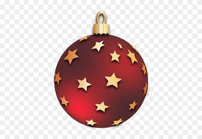 Transparent Red Christmas Ball With Stars Ornament - Red Christmas Ornaments Clipart #255648