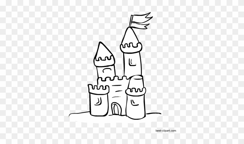 Black And White Sand Castle Clip Art - Sandcastle Coloring Pages #255751