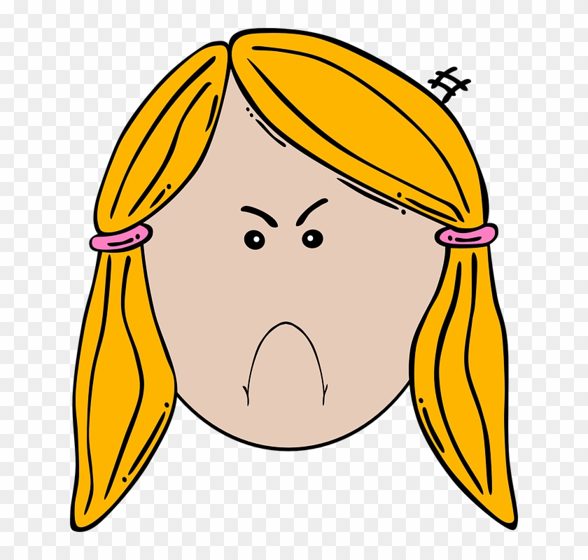 Anger Clipart Cartoon - Girl Face Cartoon - Free Transparent PNG Clipart  Images Download
