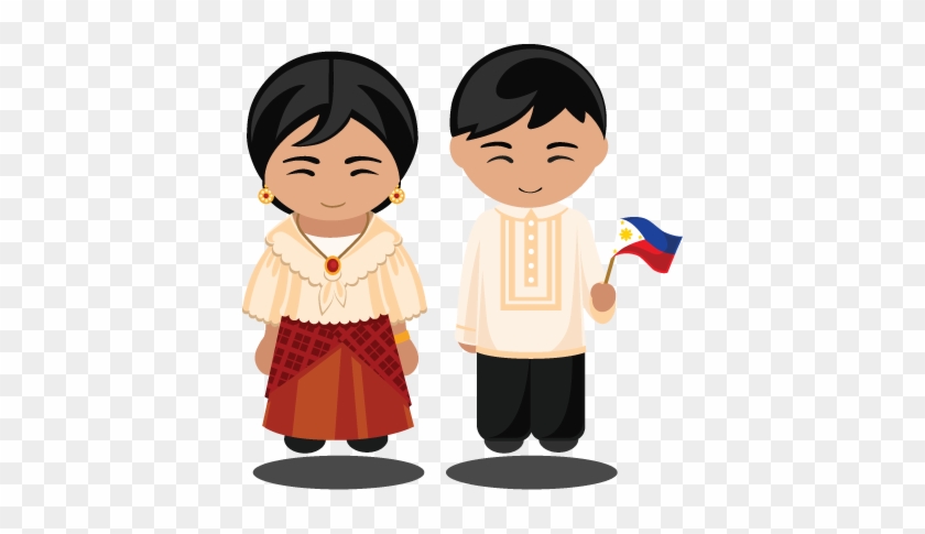 Filipino Fun Messages Sticker-5 - National Dress Flag Man And Woman #256376
