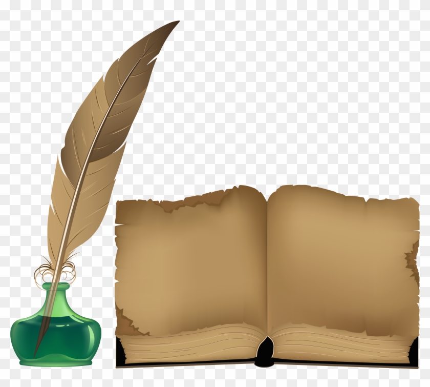Ancient Book And Inkwell Png Clipart - Old Book Png #256629