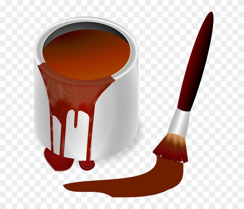 Pot, Color, Bucket, Painting, Paint Brush - Brown Paint With Brush ...