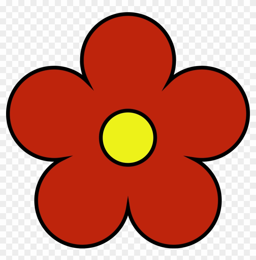 Outside Red Inside Yellow Flower Png Clipart - Cute Red Flower Clipart #257117