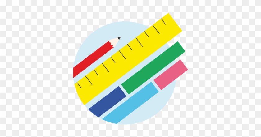 Pencil, Ruler And Fraction Bars - Graphic Design #1656435
