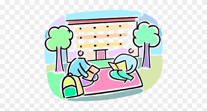 Students Working On The School Lawn Royalty Free Vector - Students Working On The School Lawn Royalty Free Vector #1656504