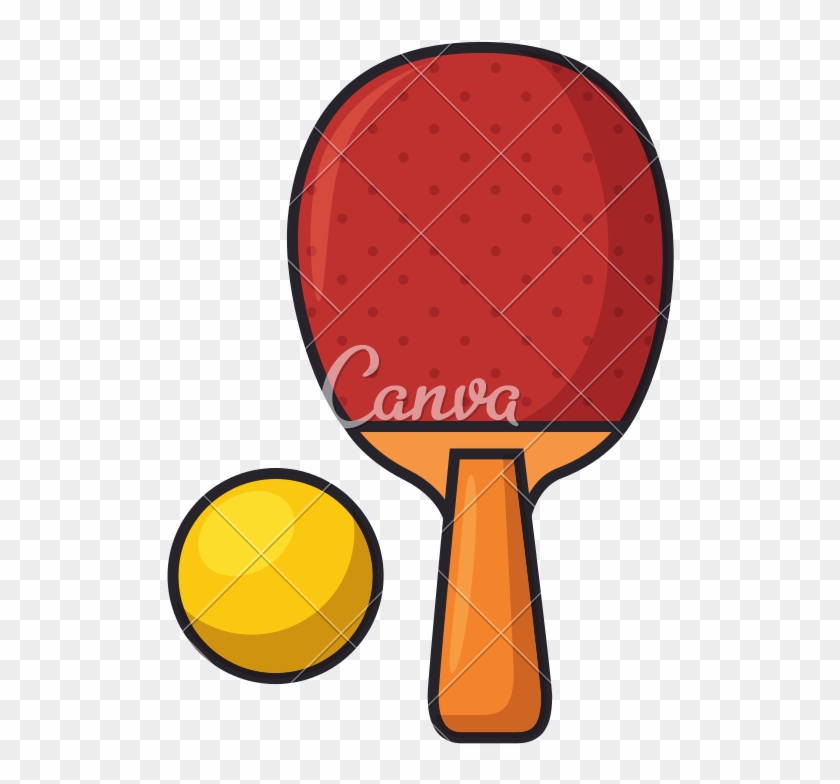 Ping Pong Racket And Ball Sport Icon - Canva #1657142
