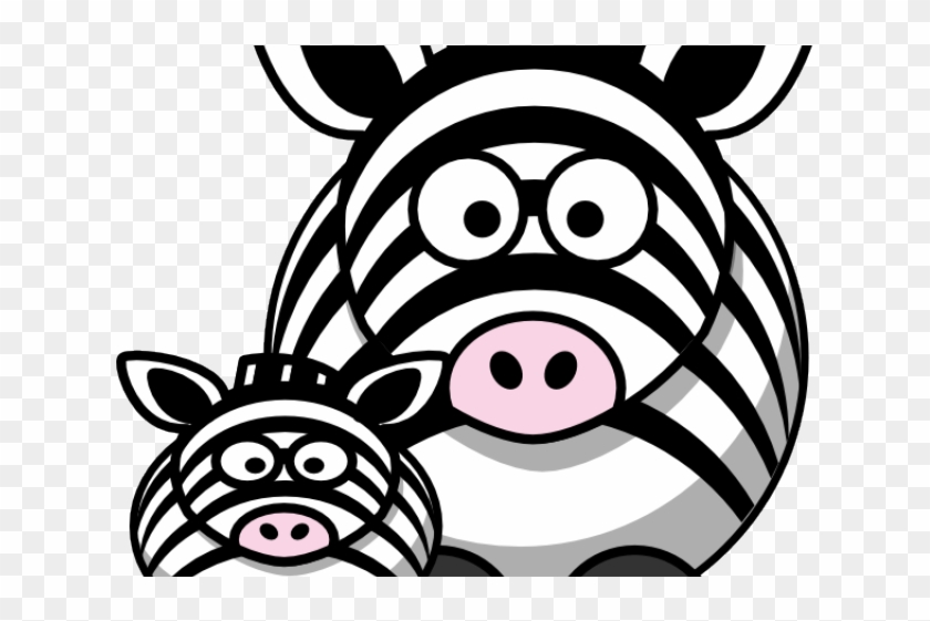 Mother And Baby Clipart Zebra - Zebra Face Cartoon Black And White #1657200