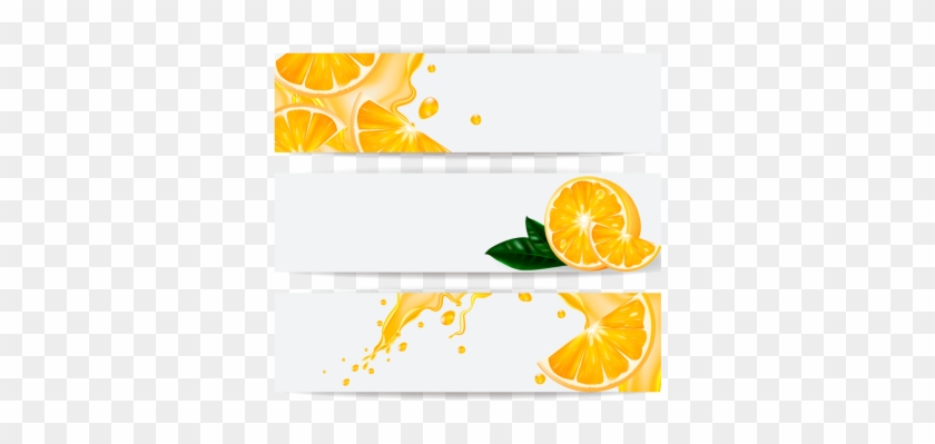 Cards With Realistic Orange And A Splash Of Juice, - Citrus × Sinensis #1658193