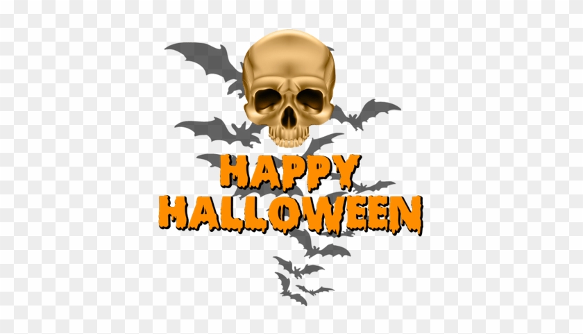 Happy Halloween Skull And Bats - Halloween Clip Art #1658474