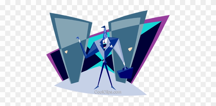 Business Man Knocking On Doors Royalty Free Vector - Triangle #1658748
