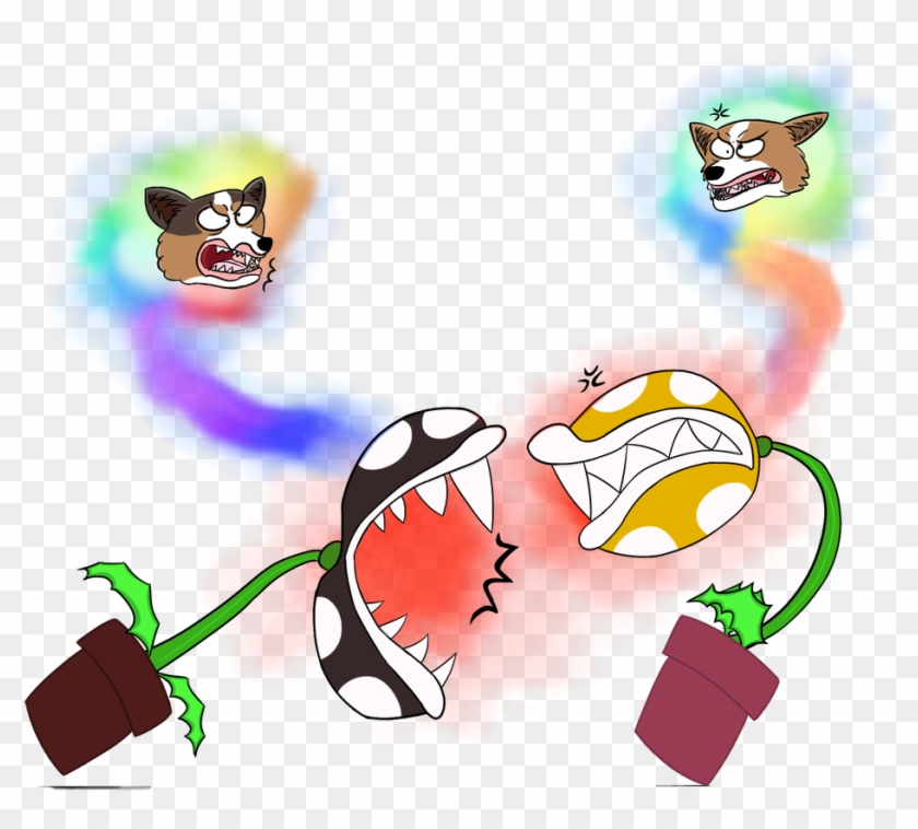 Sibling Rivalry Of Plant-possessing Corgis By Rexart35 - Cartoon #1659603