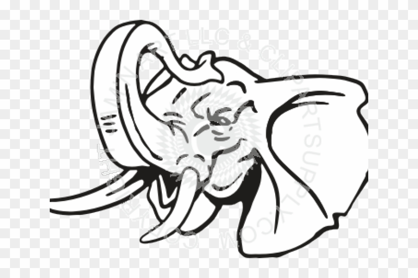 Trunk Clipart Elephant Head - Elephant Drawing With Trunk Up #1660122