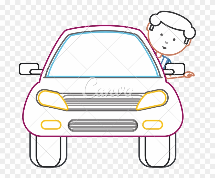 Cartoon Man And Car Vector Icon Illustration - Illustration #1660726