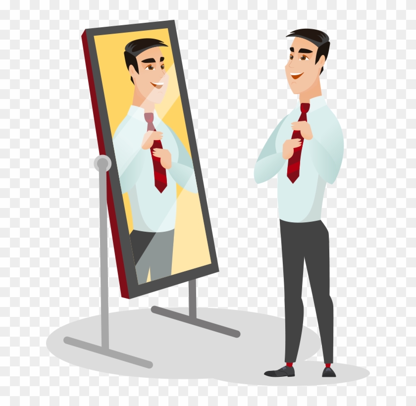 Man Looking In Mirror Illistration - Illustration #1660731