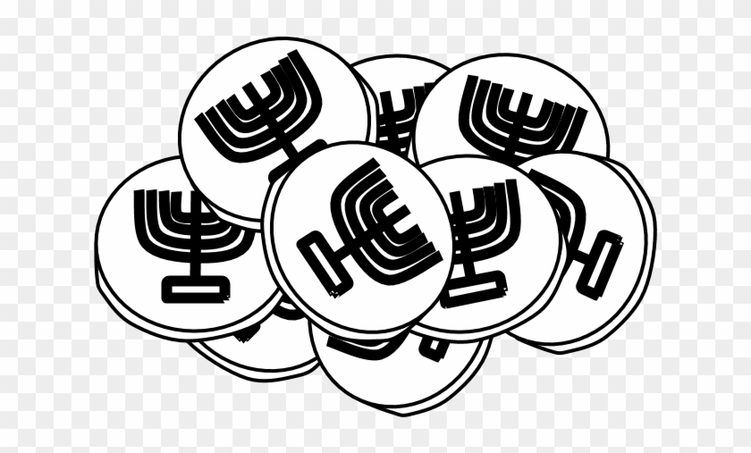 Gelt, Chocolate Coins, Black And White, - Circle #1661619