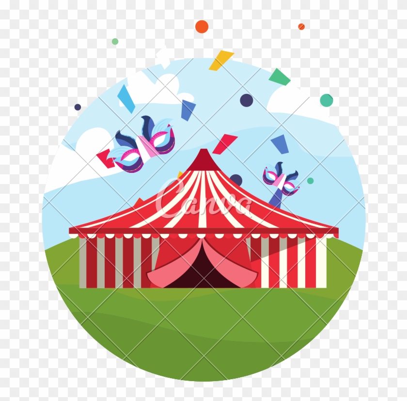 Circus Tent Masks Confetti In The Field Carnival - Double Carnival Canopy Roof #1661825