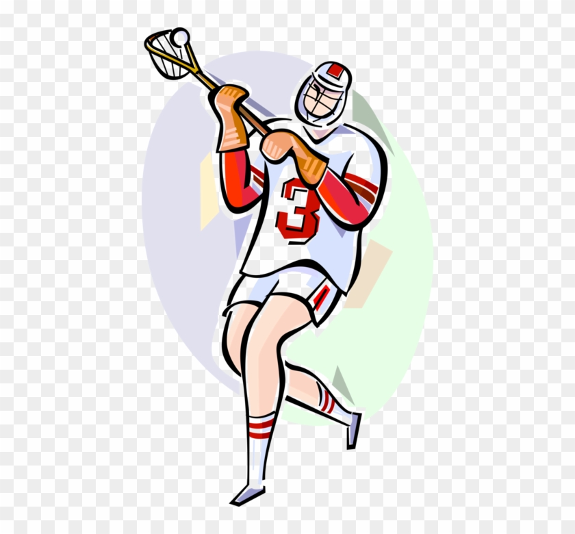 Vector Illustration Of Athlete Lacrosse Player With - Cartoon #1662310