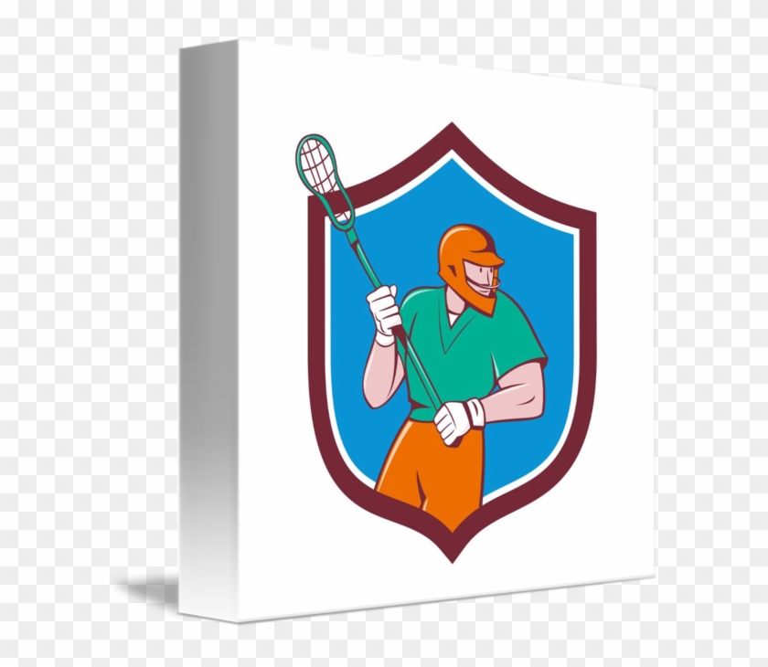 Lacrosse Player Crosse Stick Running Shield Cartoo - Illustration #1662314