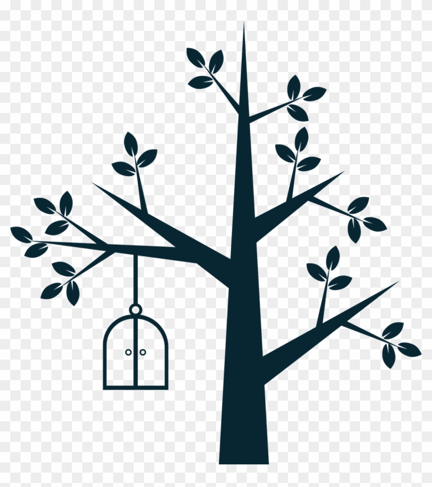 The Tree,ornament,bird Cage,window,wall,wall Art,graffiti - Arboles Con Jaulas Pajaros Mariposas Para Dibujar #1662404