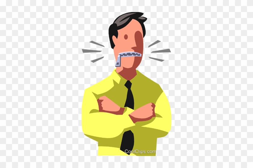 Man With His Mouth Zippered Royalty Free Vector Clip - Cartoon #1662801