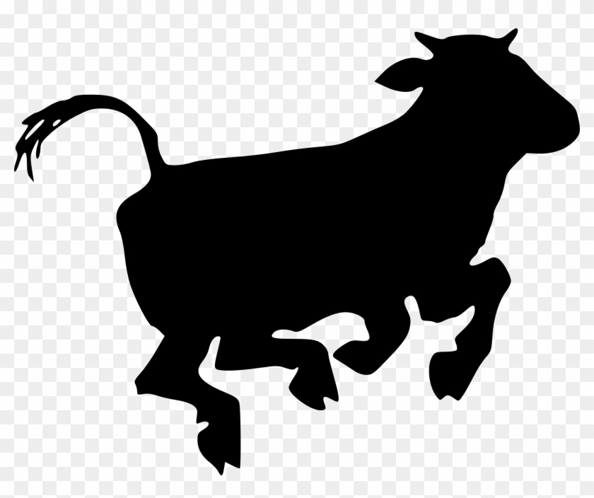 Steer Silhouette Clipart - Cow Jumping Silhouette #1663113