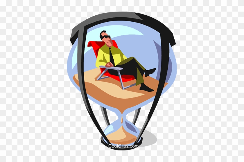 Businessman Relaxing In A Hourglass Royalty Free Vector - Cartoon #1663560