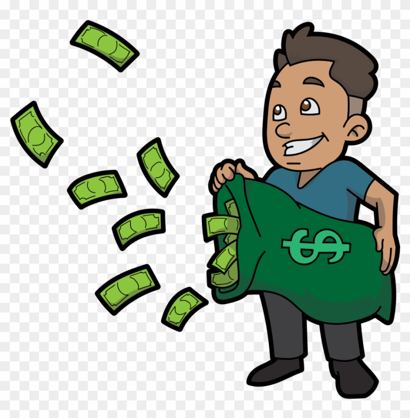 Cartoon Guy Letting Money Fly - Cartoon Guy With Money #1663582
