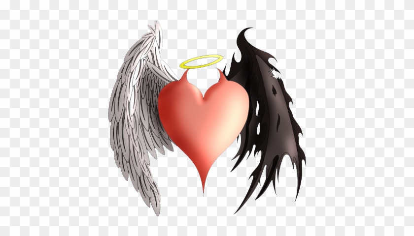 And Heart Devil Angel Tattoo Demon Demons Clipart - Heart With Demon Wings #1664090