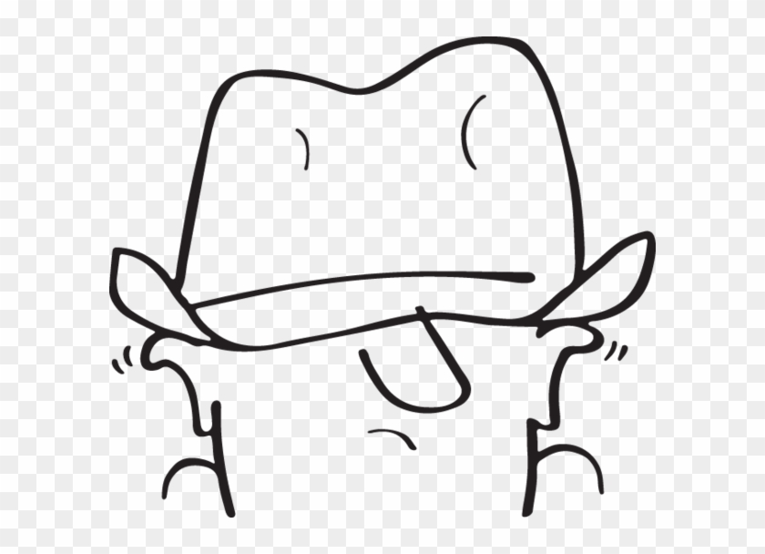 Cartoon Man With Hat - Line Art #1664448