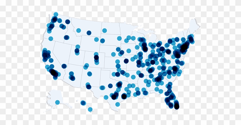 A Map Of The Us With Blue Circles Indicating Checkedup - A Map Of The Us With Blue Circles Indicating Checkedup #1664493