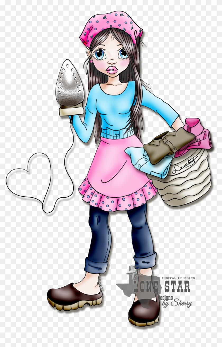 A Black Female Janitor Mopping The Floor - Cartoon #1664728