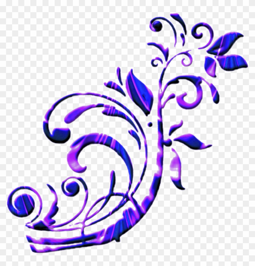 Scroll Purple Blue Swirl Border Frame - Portable Network Graphics #1664768