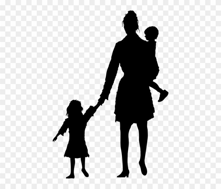 Baby Silhouette Free Vector Download - Mother And Child Silhouette #1665621