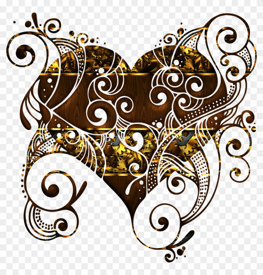 Flourish Heart Gold Plated Romantic - Dibujo Corazon #1665724