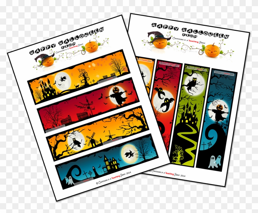 On A Fun Note, Here Are Some Halloween Bookmarks For - Cartoon #1665901