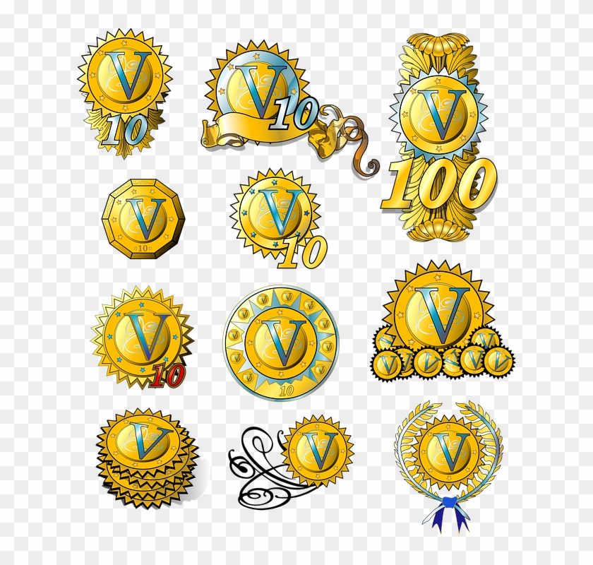 Seals Gold Golden Certificate Medal Badge - Swirl Clip Art #1666078