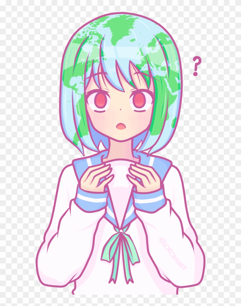 Earth-chan By Crocomint Flat Earth, Moon Moon, Anime - Illustration #1666464