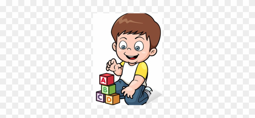 Vector Illustration Of Boy Playing Blocks Sticker • - Imagenes Niño Jugando #1666866