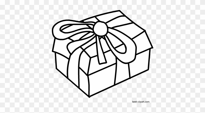 Gift Box Clip Art Black And White - 3d Coloring Pages #1666937