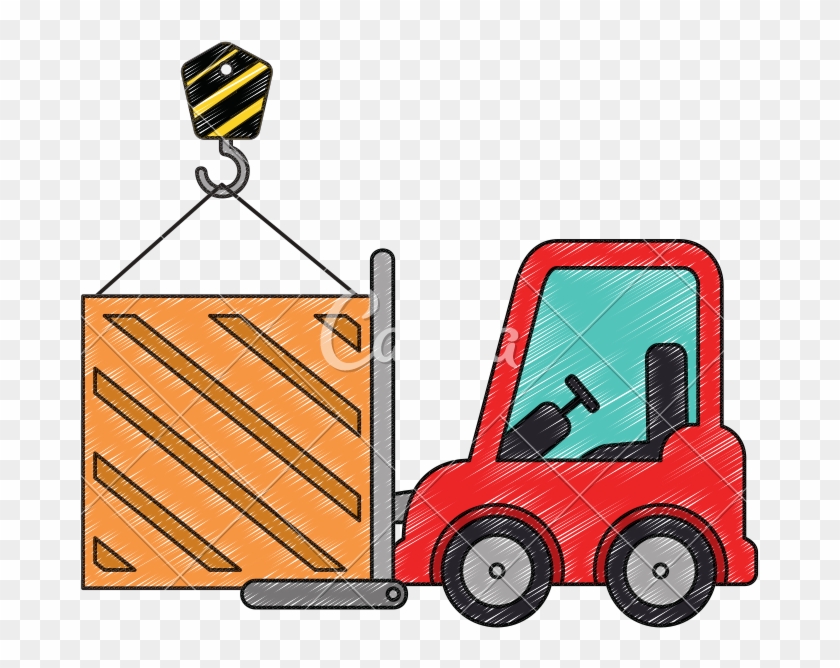 Wooden Box With Crane Hook And Forklift - Crane #1667057