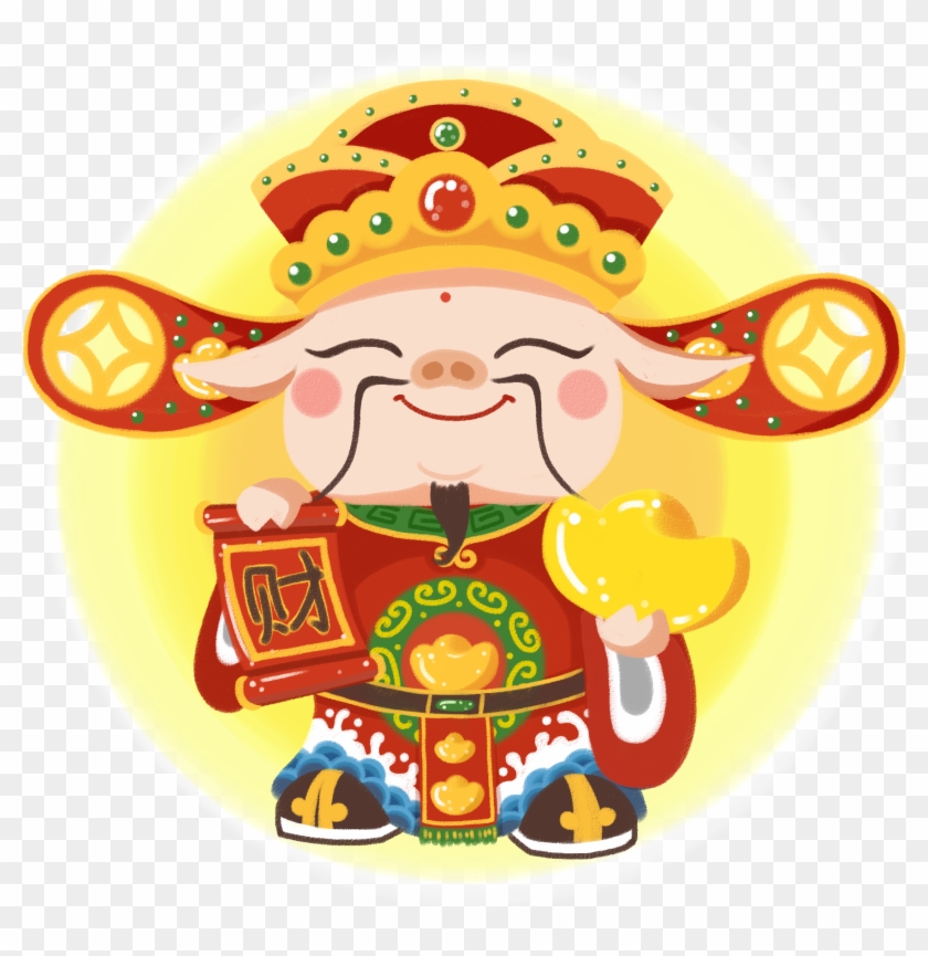 Hand Painted Cute Chinese New Year God Wealth Png And - Cartoon #1667110