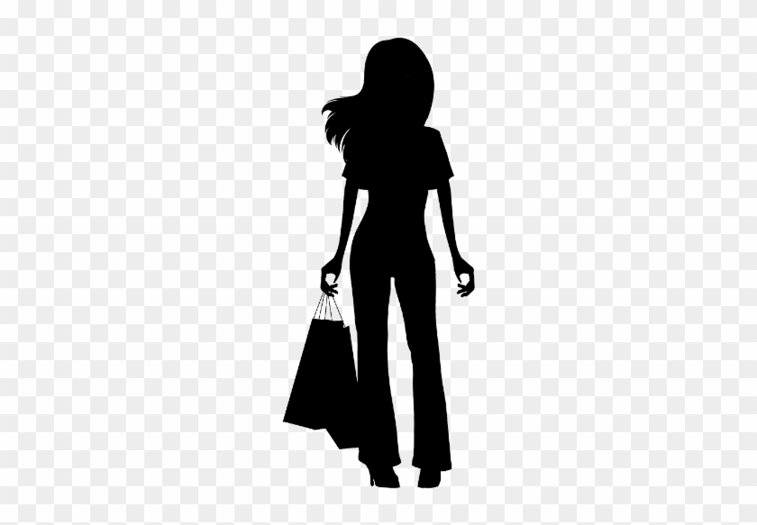 Silhouette Woman Shopping Bags Clipart - Girl Shopping Silhouette Png #1667137