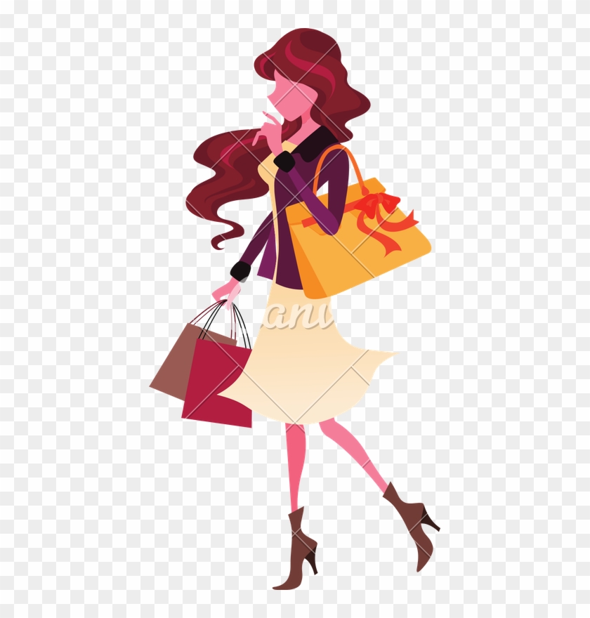 Shopping Woman With Bags - Illustration #1667143