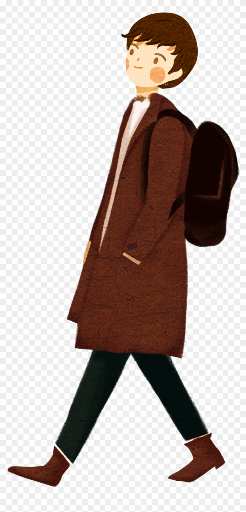 Cartoon Hand Drawn Autumn Man Png And Psd - Standing #1667167