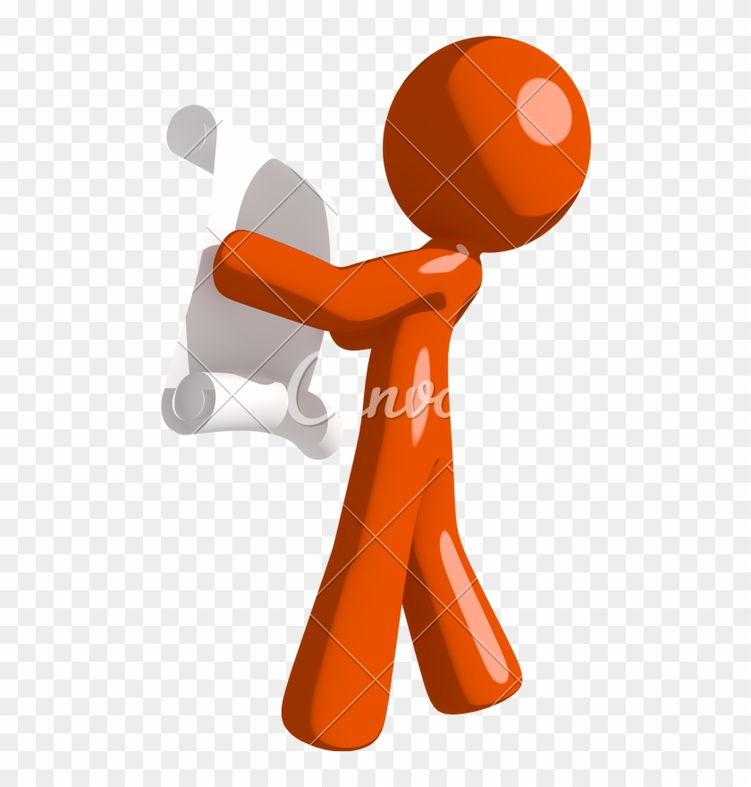 Orange Man Reading Schematic - Cartoon #1667174