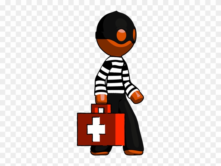 Orange Thief Man Walking With Medical Aid Briefcase - Orange Thief Man Walking With Medical Aid Briefcase #1667176
